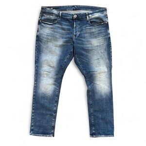 G-Star Raw 3301 Straight Tapered Distressed Blue Men Jeans Size 40x32 Button Fly
